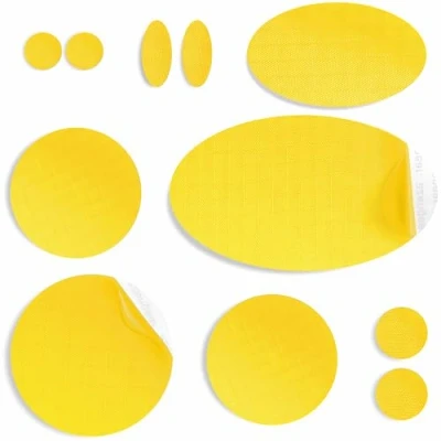 Image de aZengear Patchs de réparation pour doudoune Prédécoupés, autocollants, doux, indéchirables, en nylon indéchirable fixer les trous dans vêtements, pantalons ski (11 pièces, Gaune)
