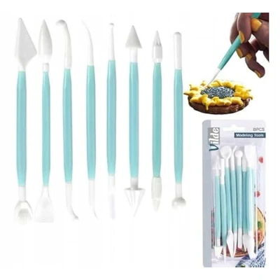 Image de Kit de modelage pour fondant et pâte d&#039;amande 8 pièces avec 16 éléments fonction décorer les gâteaux
