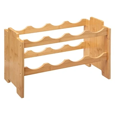 Image de Five Range Bouteilles en Bambou Rack superposable pour Augmenter la capacité de Stockage
