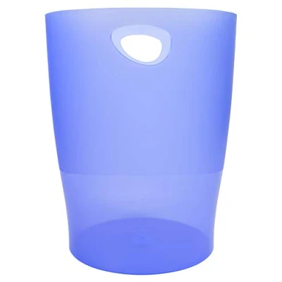 Image de Exacompta Réf. 45310D Lot de 8 corbeilles à papier, poubelles ECOBIN avec poignées Volume 15 litres Pour le bureau comme en Home office Dimensions 26,3x26,3x33,5 cm translucide bleu glacé