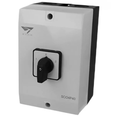 Image de Coffret inverseur de source manuel 40A monophasé ou triphasé pour groupe électrogène Avec position 0