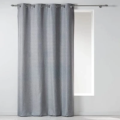 Image de Douceur d&#039;Intérieur RIDEAU OEILLET CHAMBRAY UNI POLYESTER NEWTON GRIS, 260 x 140