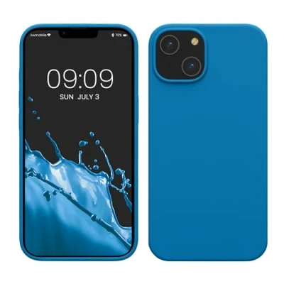 Image de kwmobile Housse Compatible avec Apple iPhone 14 Coque de téléphone Fine Finition Douce Bleu Vif