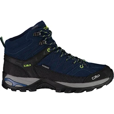 Image de CMP Homme Rigel Mid Trekking Shoe WP Chaussures de Marche, Bleu Encre Jaune Fluo, 39 EU