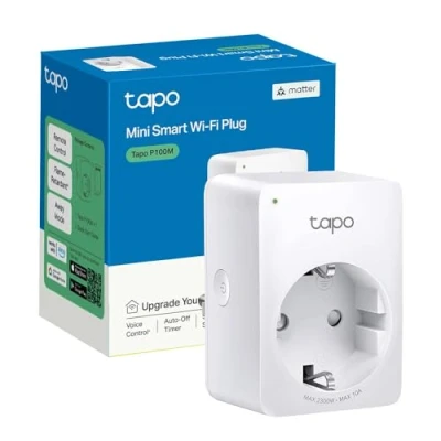 Image de Tapo Matter Prise Connectée WiFi, Intelligente compatible avec Apple Home, Alexa et Google 10A Type F, Contrôler le ventilateur, la cafetière, lampe à distance, P100M, 1 pack