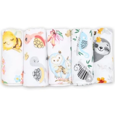 Image de FENSILO Lot de 5 serviettes En molleton 100 % coton 80 x cm Lingettes Pour bébé flanelle garçons ou filles