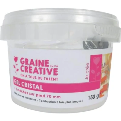 Image de GRAINE CREATIVE 133400 Gel Cristal Pot/2 mèches Cire Transparent 9 x 7 cm