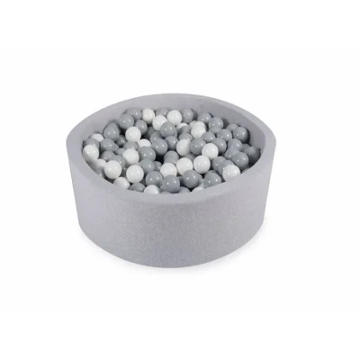 Image de Angelove Piscine À Balles 90x30cm/200 ⌀ 7cm Ronde en Mousse pour Bébé Enfant Gris Clair: Gris/Blanc