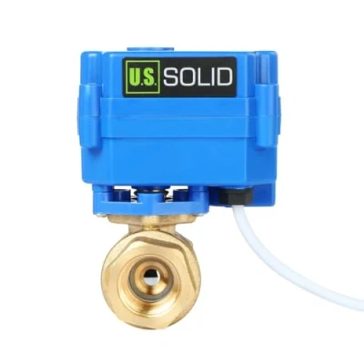 Image de U.S. Solid 1/2&quot; Vanne motorisée Laiton a sphere 2 voies electrique, 9 24V AC/DC, fils, retour automatique NC