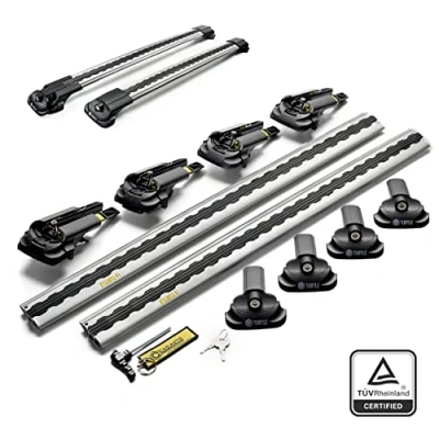 Image de Turtle AIR1 Galerie de Toit, Barres Toit Compatible avec Peugeot Expert 2016 ; pour Le Montage coffres Porte vélos, d’échelles Structure en Aluminium Durable TÜV