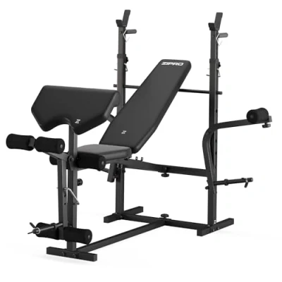 Image de Zipro Ensemble de banc musculation olympique Ripped, multifonction, 270 kg, avec développeur jambes, pupitre à boucle, support et butterfly, dossier coussin d&#039;assise réglables