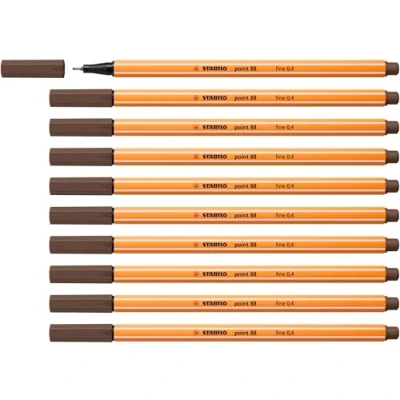 Image de Stylo feutre pointe fine STABILO point 88 Lot x 10 stylos Marron Foncé (88/65)