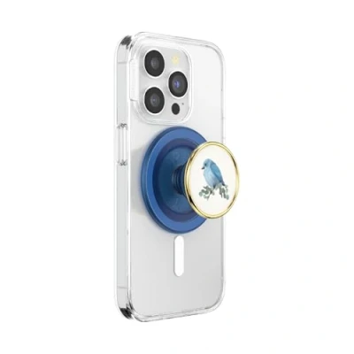 Image de PopSockets: PopGrip Rond pour MagSafe Bague d&#039;adaptation Incluse Support de téléphone Extensible et poignée avec Un Dessus Interchangeable Smartphones étuis Oiseau Bleu