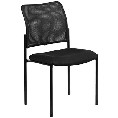 Image de Flash Furniture Meubles Chaise d&#039;appoint en Acier empilable Confortable Maille, Métal, Noir, Set of 1