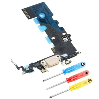 Image de MMOBIEL Connecteur de Charge Compatible avec la Série iPhone 8 Port Câble Flex Dock Remplacement Prise Audio/Microphone/Antenne Tournevis Inclus Doré