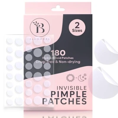 Image de BLOOMORA Patch pour Bouton d&#039;Acne Invisible le Visage (180 Pièces), raitement de l’Acné Visage, Pimple Hydrocolloïde, Patches Anti (Taille S/L)