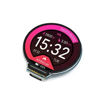 Image de RP2040 MCU Board with 1.28 inch Round LCD Display Module 240 x Resolution 65K RGB Colours IPS Screen Based on Raspberry Pi RP2040, Accelerometer and Gyroscope Sensor,USB Type C Connector