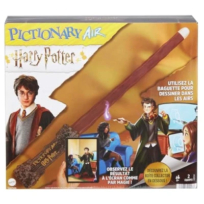 Image de Mattel Games Pictionary Air Harry Potter, Jeu de Société Familial pour Enfants et Adultes, Dessin avec Une Baguette Magique, Version Française, Jouet Enfant 8 Ans Plus, HDC61