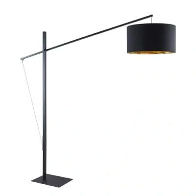 Image de Arcchio lampadaire Mossa (Moderne) en Noir Métal e. a. pour salon &amp; Salle à manger (1 lampe,à E27), arqué, arc, lampe sur pied, de éclairage