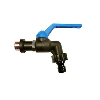 Image de S&amp;M 180033 Robinet à sphère antigel 1,9 cm en polypropylène Noir, Manette Bleue avec Prise Automatique Plastique