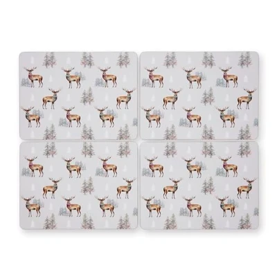 Image de Cooksmart Lot de 4 Sets Table Noël pour avec Motifs Britanniques Tous Les Types Cuisines Cerf