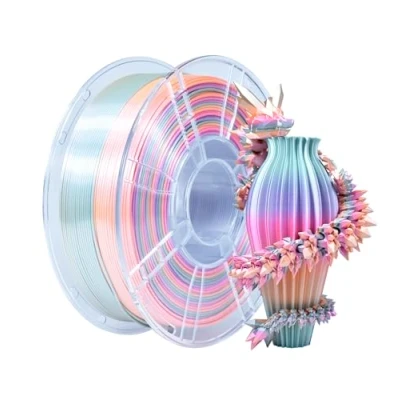 Image de iBOSS Filament PLA+ multicolore 1,75 mm, PLA Plus soie arc en ciel pour imprimante 3D, 1 kg (2,2 lbs), changement de couleur