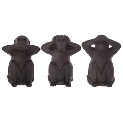 Image de Atmosphera Set de 3 statuettes Singes Sagesse résine Noir H23 cm