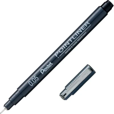 Image de Pentel S20P Pointliner Lot de 12 feutres dessin techniques à encre pigmentée pointe fine 0,05 mm Noir