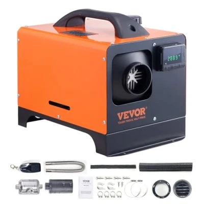 Image de VEVOR Chauffage Diesel Tout en Un Portable 12 V 5 8 kW Réchauffeur d&#039;Air 0,16 0,62 L/h 36 ℃ Réglable 20 25 m² Contrôle LCD et Télécommande Réservoir L pour Auto RV Sans Installation