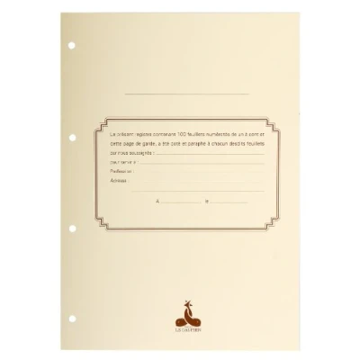 Image de Le Dauphin Réf. 2730D Recharge numérotée/perforée 100 feuillets unis blanc épaisseur du papier 90g, pour classeurs Assemblées Générales, Conseil d&#039;administration format A4