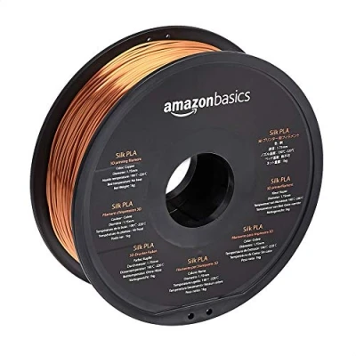 Image de Amazon Basics Filament PLA Soie pour imprimante 3D 1.75 mm, Cuivré (effet soie) 1 kg
