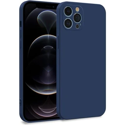 Image de MyGadget Coque Silicone Compatible avec Apple iPhone 12 Pro Max Case TPU Souple &amp; Soft Doublure Microfibre Cover Protection Extra Fine Légère Bleu Foncé