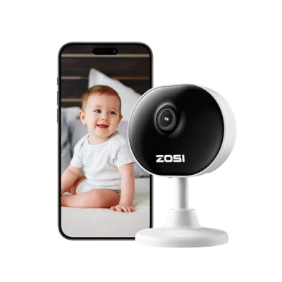 Image de ZOSI Caméra Surveillance Intérieure WiFi sans Fil, Connexion Rapide Via WiFi, Détection de Personne, Audio Bidirectionnel, Vision Nocturne, Stockage sur Carte/Cloud, Fonctionne avec Alexa, C688