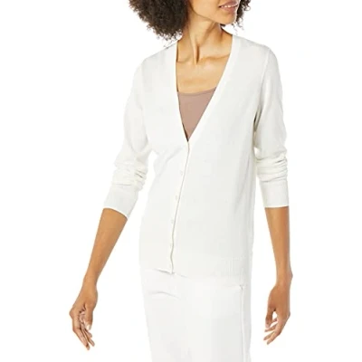 Image de Amazon Essentials Cardigan léger à col en V (Grande Taille Disponible) Femme, Ivoire, XL