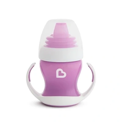 Image de Munchkin Tasse Bébé Gentle Transition, avec Poignées et Couvercle pour Bébé, Antifuites sans BPA, Compatible Lave Vaisselle, Silicone Enfant dès 4 mois 118 ml, violette