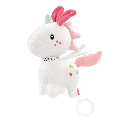 Image de Fehn Boîte à musique pour bébé Licorne Doudou avec mélodie d&#039;aide l&#039;endormissement &quot;Berceuse de Brahms&quot; en voyage et la maison Jouet musicale bébés jeunes enfants