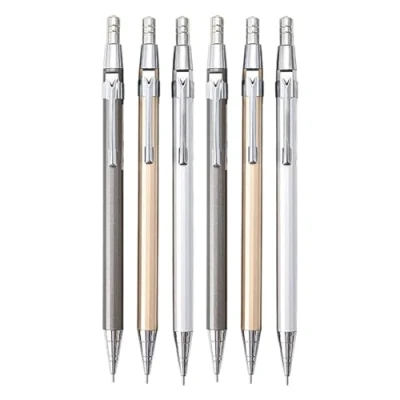 Image de Lot de 6 porte mines 0,5 mm en métal pour croquis, crayons automatiques l&#039;écriture, le dessin