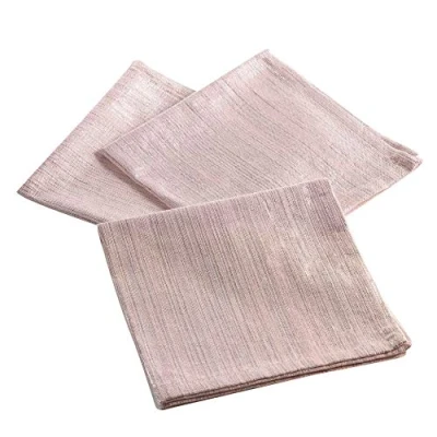 Image de Douceur d&#039;Intérieur, 3 Serviettes de Table (40 x 40 cm) Elegancia Rose, Coton Finition Fils Métallisés
