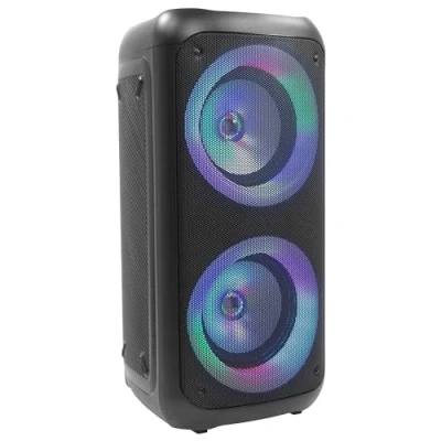 Image de Enceinte sur batterie BOOMTONEDJ Traveler 400, ( télécommande IR, 400 W) idéale pour les DJ mobiles et fêtes privées, Bluetooth, lumière intégrée, USB / SD, Poignée de transport télescopique