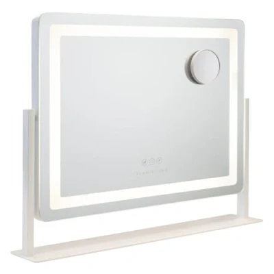 Image de Flamingueo Miroir Coiffeuse Hollywood Bande LED Arrondie, Maquillage Lumineux 3 Modes, Position Réglable 360º, Port USB,