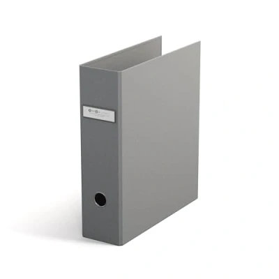 Image de Bigso Box of Sweden Classeur ARCHIE à 2 anneaux avec mécanisme levier en fibre et papier A4 pour le classement de vrac gris