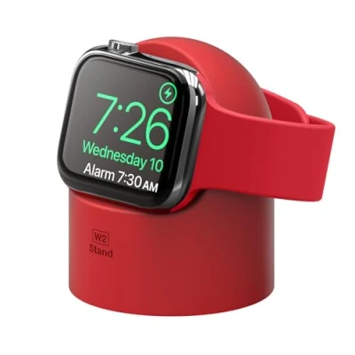 Image de elago Support de chargeur W2 compatible avec toutes les Apple Watch Series Ultra 2 &amp; 1/9/8/SE2/7/6/SE/5/4/3/2/1 (49, 45, 44, 42, 41, 40, 38 mm), station charge, mode table nuit, câble non inclus