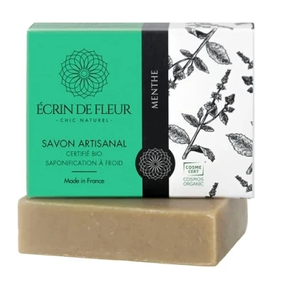 Image de Écrin De Fleur Savon Menthe 3 en 1 pour Hommes, Artisanal Bio Certifié, Saponifié à Froid, 1x90g