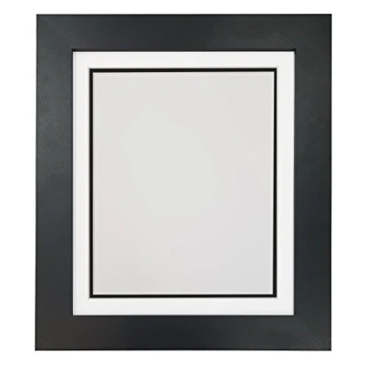 Image de FRAMES BY POST Metro Black Cadre photo avec double passe partout blanc sur fond noir 24 x 20 pour image 50 40 cm