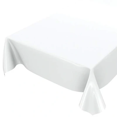 Image de Anro Nappe en Toile cirée lavable, uni, brillant, cirée, Weiß, Schnittkante 200 x 140cm
