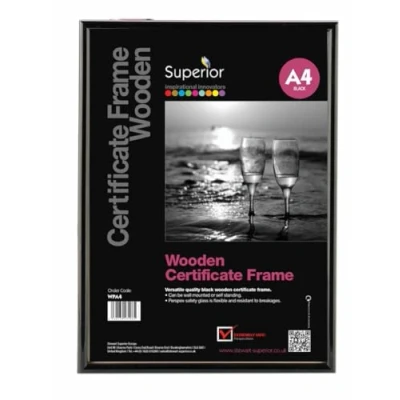 Image de SECO Stewart Superior Cadre en bois avec verre de sécurité plexiglas Noir Format A4