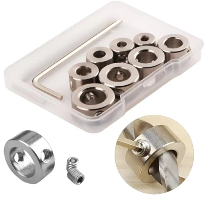 Image de CESFONJER 3 10mm Foret Profondeur Butée Anneau Positionneur Durable À Bois avec Clé Hexagonale (8PCS Collier)