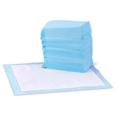 Image de Amazon Basics Lot de 100 protections pour déjections canines, anti fuite, 5 couches, surface à séchage rapide, taille classique, chiens et chiots, Bleu