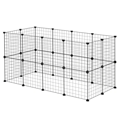 Image de EUGAD Lapin Enclos Intérieur, Cage Modulable, DIY Parc Cochon d&#039;Inde, Clapier Métallique Noir, Clôture Réglable, Panneaux Grillagés pour Petits Animaux Domestiques, Chiot, Chaton, Cavia