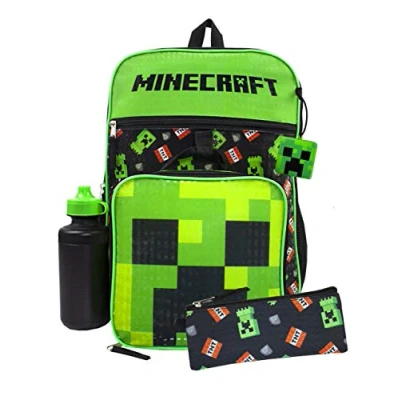 Image de Minecraft Creeper Sac à dos TNT 5 pièces Ensemble de boîtes lunch Crayon Boute taille unique